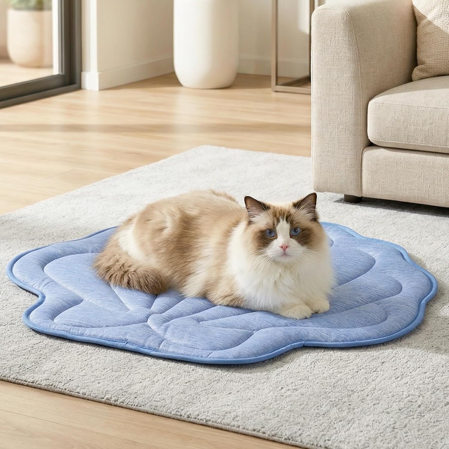Cozy Bliss Cute Paw Shape Cooling Mat for Medium Dogs and Cats, Non-Slip, Leakproof Washable Pet Cooling Mat Q-Max 0.5 for Hot Weather, Indoor and Outdoor Summer Pad, Heather Charcoal Grey, 35"x40"