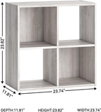 Signature Design by Ashley 4 Cube Storage Organizer, Paxberry Coastal Chic Bookshelf, Engineered Wood Shelving for Bedroom or Living Room, Whitewash, 24" W x 12" D x 24" H