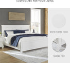 Signature Design by Ashley Fortman Transitional California King Panel Bed with Tapered Feet, Foundation or Box Spring Needed, White