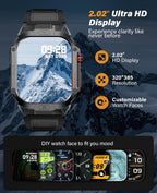 SOUYIE Military Smart Watch for Men Answer/Make Call, 2.02" Outdoor Sport Smartwatch with Flashlight, Heart Rate Blood oxygen Blood Pressure Sleep, 100+ Sport Modes Fitness Tracker for Android and iOS