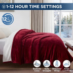 Westinghouse Electric Blanket Queen, Heated Blanket Queen Size with 10 Heating Levels and 1 to 12 Hours Heating Time Settings, Flannel to Sherpa Reversible, Machine Washable (84" x 90", Red)