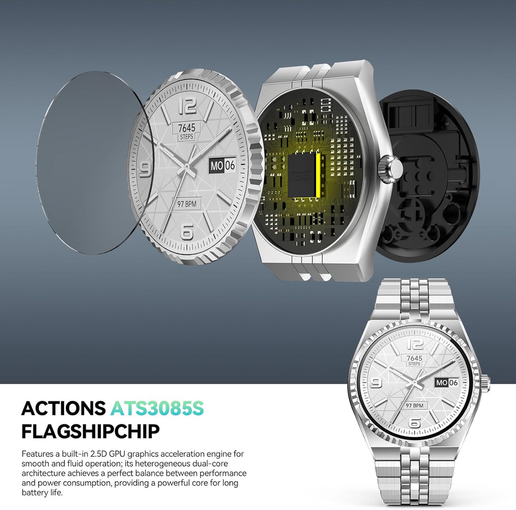 Smart Watch with 1.32" AMOLED Display, Bluetooth 5.4 Calls, 160+ Sports Modes, Fitness Tracker with Heart Rate/SpO2/Blood Pressure/Sleep Monitor, Waterproof Watch for Men Women Android and iOS Silver