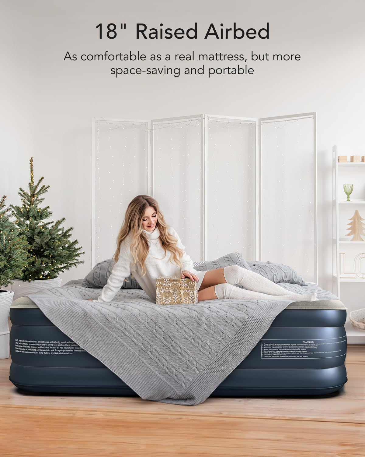 iDOO Air Mattress Full with Built in Pump, 18" Raised Comfort Blow up Mattress, Inflatable Mattress for Guests & Home, Air Bed, colchon inflable, Upgraded Four Chamber Technical Airbed