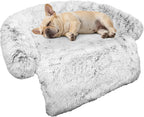 GGIB Cooling Dog Bed Mat with Bolster Pillow Washable Dog Couch Cover Breathable Summer Pet Couch Bed Protector Indoor(Large, Cooling Grey)