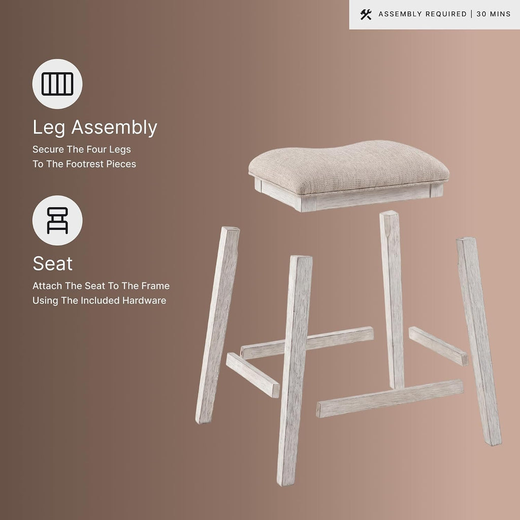 Signature Design by Ashley Skempton Modern 24" Counter Height Upholstered Barstool, 2 Count, Grayish White