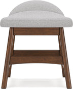 Signature Design by Ashley Lyncott Casual Upholstered Armless Home Office Desk Chair with Backless Design, Light Gray & Light Brown