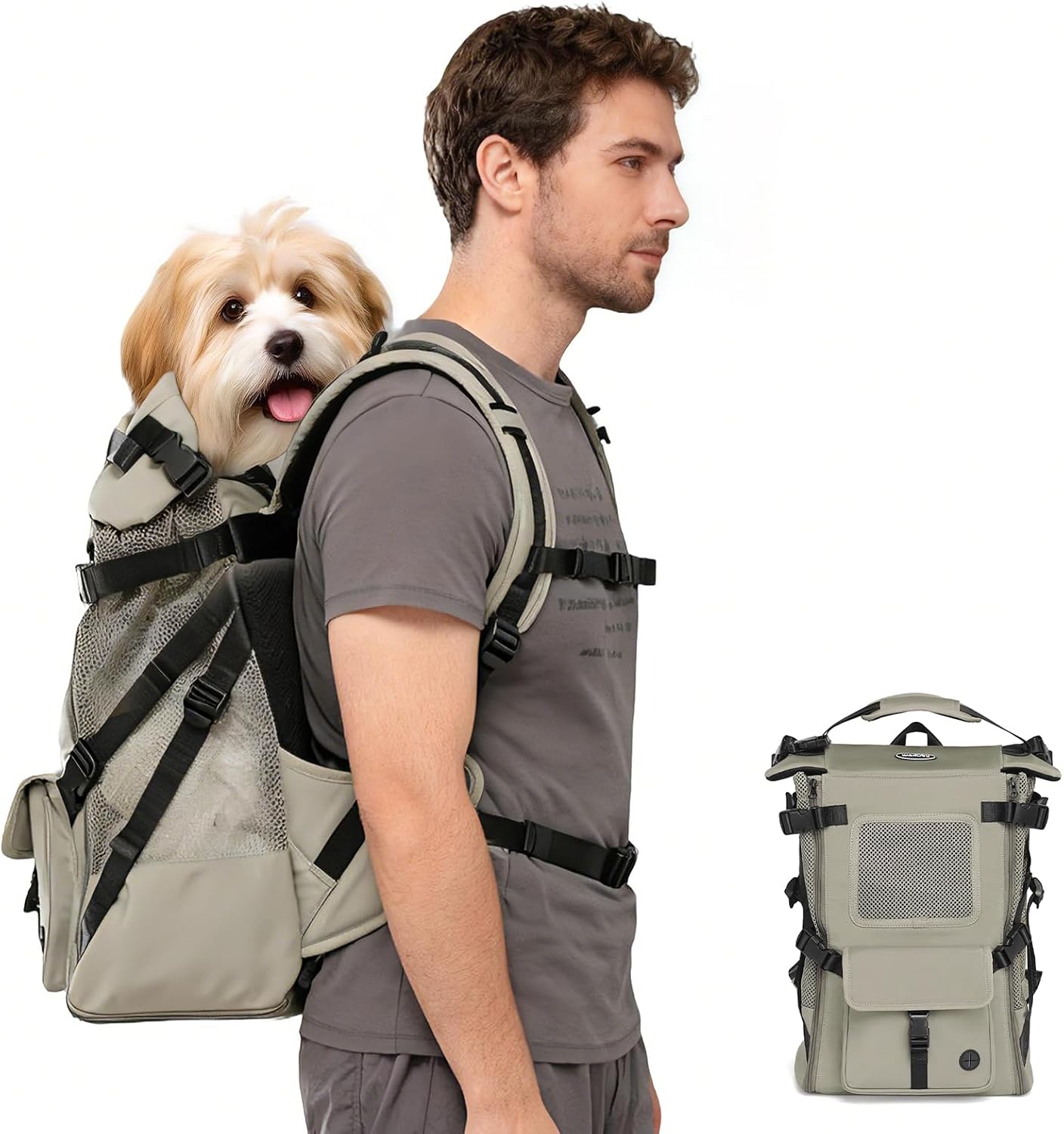 Wakytu Dog Backpack Carrier for Small Dogs,Pet Carrier for Travel & Hiking | Hands-Free Puppy Backpack,Adjustable Padded Breathable Straps,Ergonomic Front Facing Dog Carrier Backpack