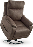 Signature Design by Ashley Crestmeade Modern Dual Motor Power Lift Recliner with Adjustable Backrest, USB Ports, Heat and Massage Function, Dark Brown