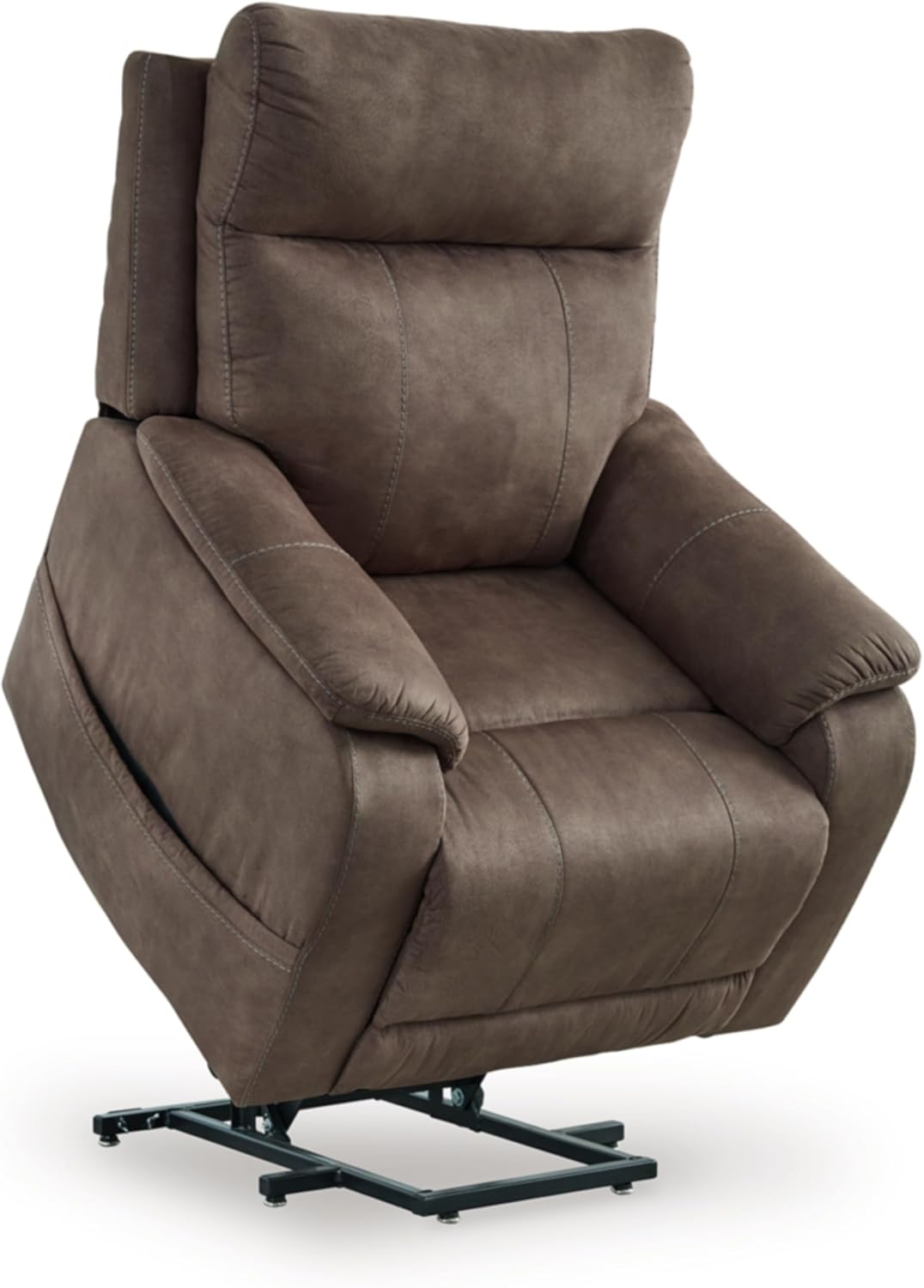 Signature Design by Ashley Crestmeade Modern Dual Motor Power Lift Recliner with Adjustable Backrest, USB Ports, Heat and Massage Function, Dark Brown