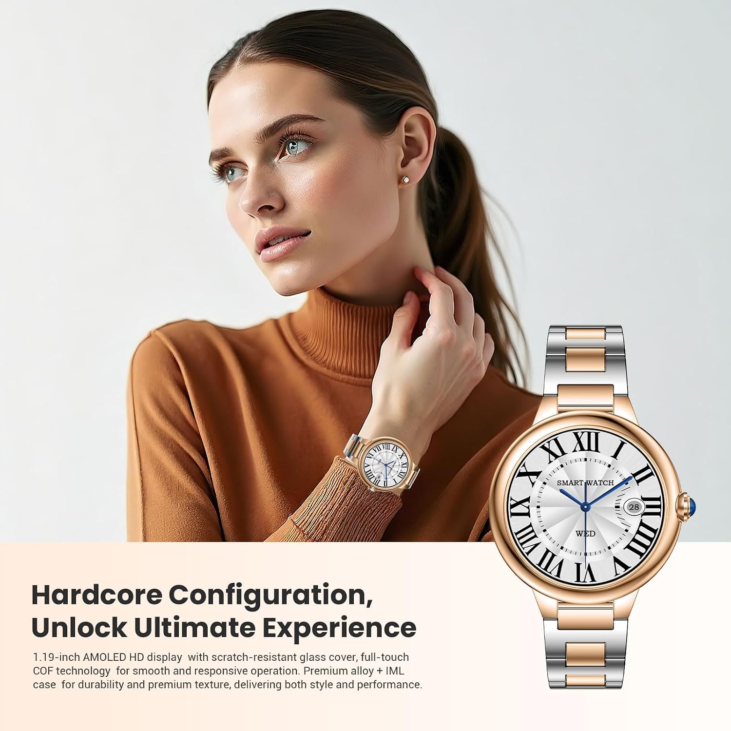 SOUYIE 2026 Luxury Smart Watch for Women, 1.19" AMOLED Display, DA GPT Smartwatch, Heart Rate, Sleep Monitor, 107 Sports Modes Fitness Tracker, Compatible with iOS & Android
