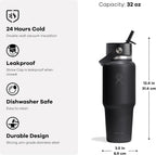 Hydro Flask Travel Water Bottle - Insulated Stainless Steel - Wide Straw Lid, Non Spill, Leakproof in 32 Oz Cloud Pink