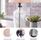 Signature Design by Ashley Bandile Modern Farmhouse 22.5" Seeded Glass Table Lamp, Bronze