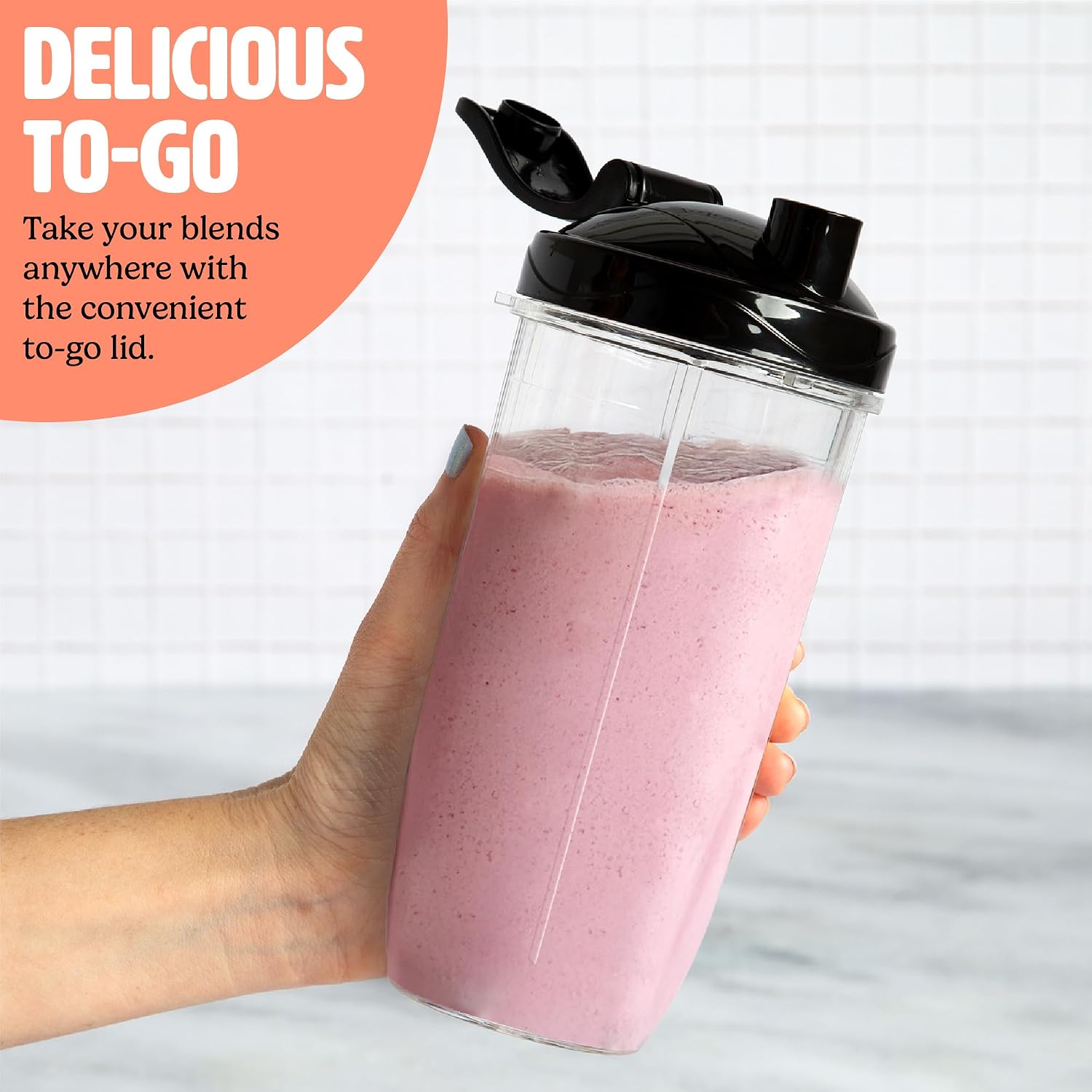 Tasty Personal Blender With Cup, 350W Powerful Blending Motor, 9-Piece Set With 4 Cups & Travel Lid, Compact & Portable, Aqua