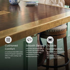 Signature Design by Ashley Valebeck Bar Stool, Rustic Industrial Swivel Barstool With Cushioned Upholstery, Wood & Metal Construction, Kitchen Island Seating, Counter Height, Black