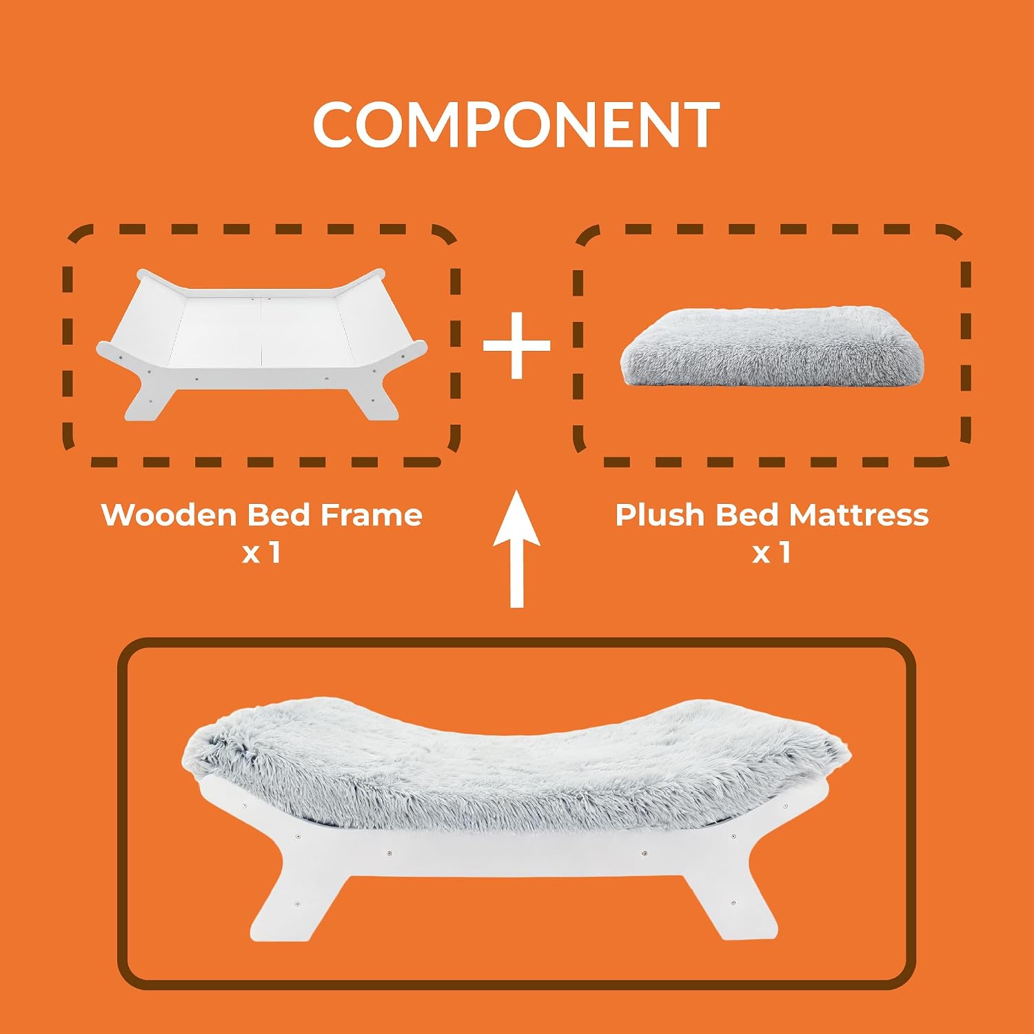 Muihood Elevated Wooden Dog Bed with Foam Mattress, Walnut, X-Large | Raised Dog Bed with Washable Cover, Supportive Foam Mattress, Perfect for X-Large Dogs and Indoor Living