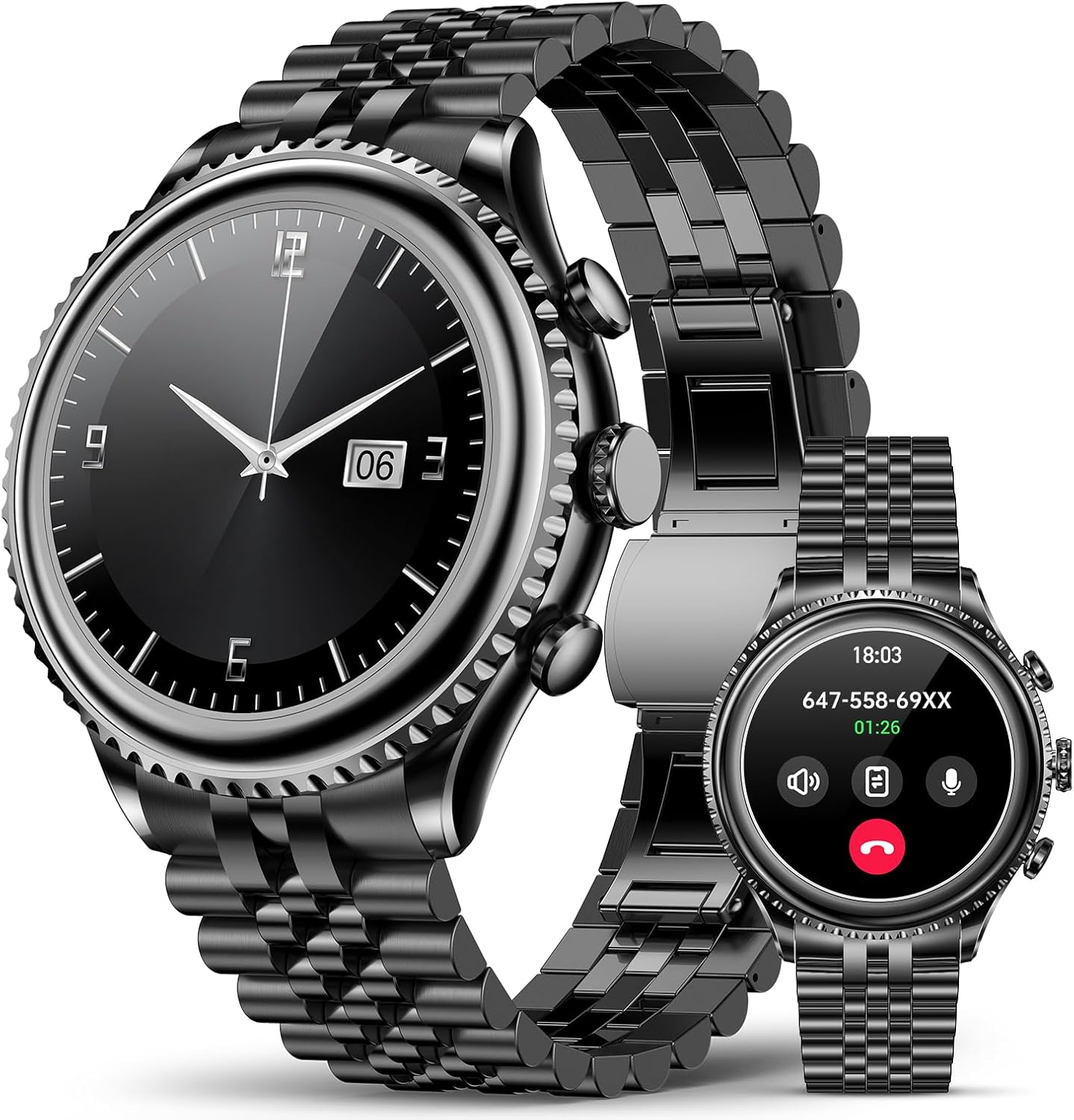 2026 Rotating Bezel Smart Watch for Men with Bluetooth Call, Heart Rate, Blood Pressure, SpO2, Sleep Monitor, Waterproof Round Watch with Encoder Knob, 1.32" AMOLED Display, Compatible Android and iOS