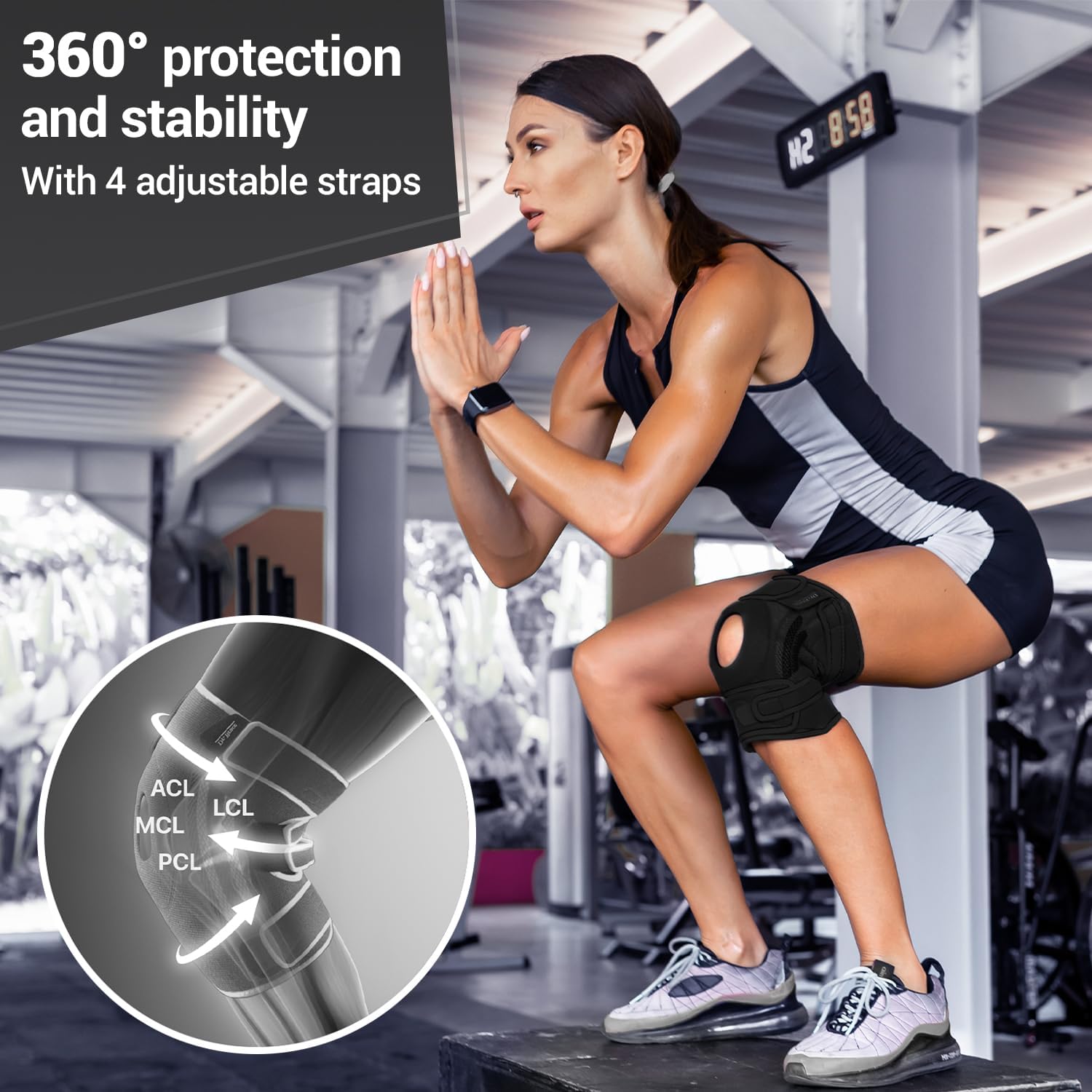 DR. BRACE ELITE Knee Brace with Side Stabilizers & Patella Gel Pads for Maximum Knee Pain Support and fast recovery for men and women-Please Check How To Size Video (Pluto, Large)