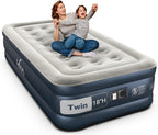 iDOO Twin Air Mattress with Built in Pump, 18" Raised Compact Blow up Mattress, Inflatable Mattress for Camping Guest Home, Portable Travel Air Bed, 2-Min Quick Inflation Deflation, Colchon inflable