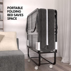 EconoHome Folding Bed with Mattress - 75x38 Twin Size Frame - Portable Rollaway Guest Bed with 5-inch Memory Foam Mattress - Space-Saving Foldable Design for Easy Storage