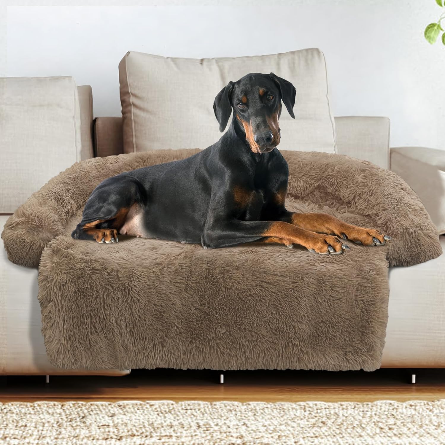 GGIB Cooling Dog Bed Mat with Bolster Pillow Washable Dog Couch Cover Breathable Summer Pet Couch Bed Protector Indoor(Large, Cooling Grey)