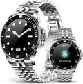 SOUYIE GPT AI Luxury Smart Watch, 24/7 Heart Rate, Blood Oxygen, Blood Pressure, Sleep Monitor, Waterproof Smartwatch, 1.19-inch AMOLED 44mm, 107 Sports Modes, Compatible Android and iOS Silver Black