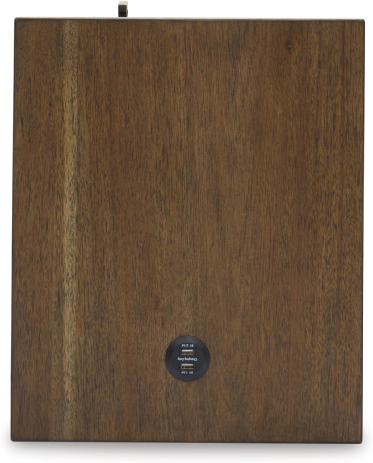 Signature Design by Ashley Moriville Rustic Farmhouse End Table with 1 Cabinet Door and USB Ports, Brown