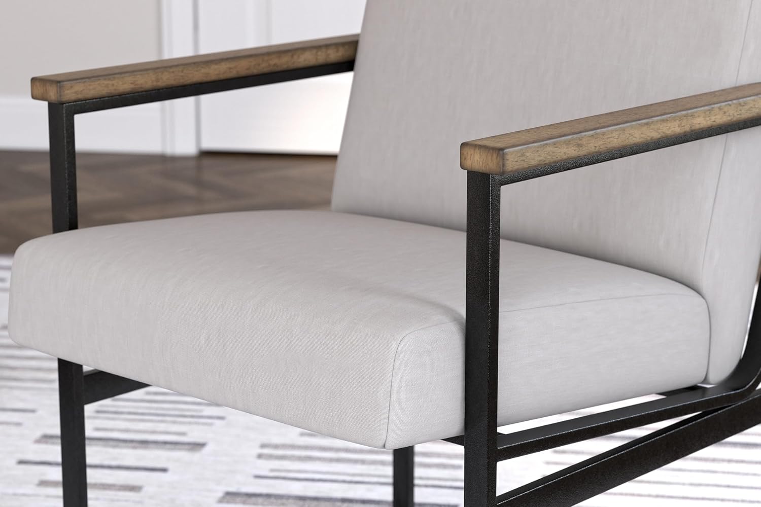 Signature Design by Ashley Montia Modern Home Office Desk Chair with Cushion, Beige & Light Brown