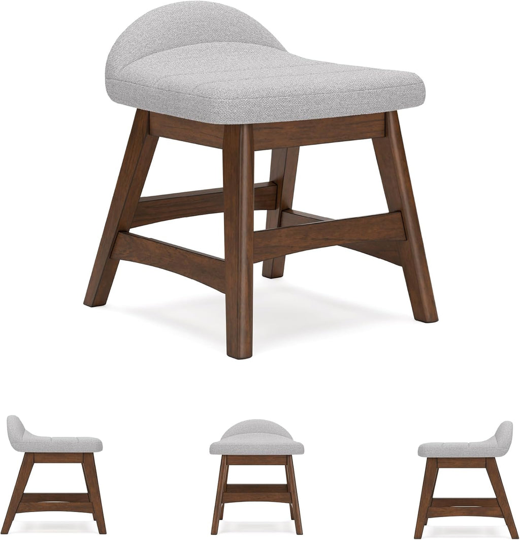 Signature Design by Ashley Lyncott Casual Upholstered Armless Home Office Desk Chair with Backless Design, Light Gray & Light Brown