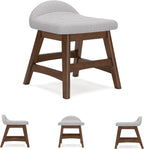 Signature Design by Ashley Lyncott Casual Upholstered Armless Home Office Desk Chair with Backless Design, Light Gray & Light Brown