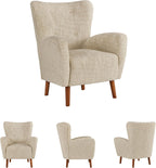 Signature Design by Ashley Jemison Next-Gen Nuvella Accent Chairs for Living Room, Stain-Resistant Fabric Wingback Armchair, Ideal for Cozy Nooks and Bedrooms, Dune Beige, 30" W