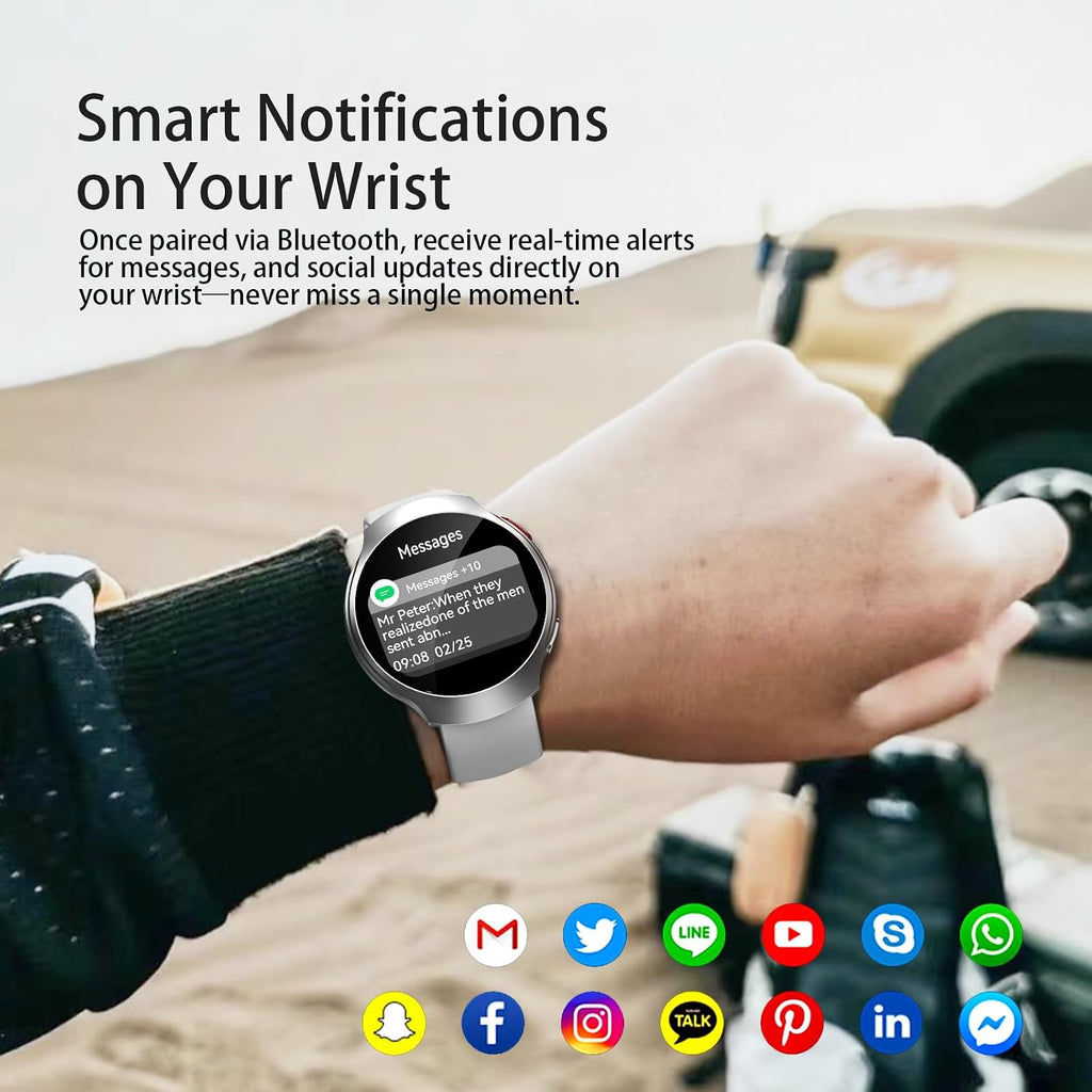 2026 AI Smart Watch with GPT, 1.43" AMOLED Corning 8H Display, Bluetooth Calls, GPS Route Tracking, 5ATM Waterproof, 150+ Sports Modes, Heart Rate Sleep Monitor, Fitness Smartwatch for Android iOS