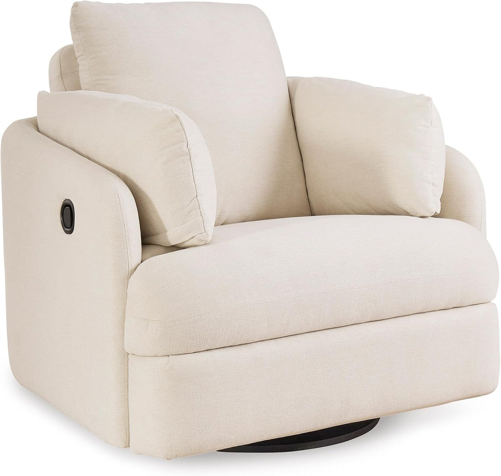 Signature Design by Ashley Modmax Swivel Glider Nursery Recliner, Stain-Resistant Next-Gen Nuvella Performance Fabric Rocking Chair for Living Room, Oyster Beige, 42" W