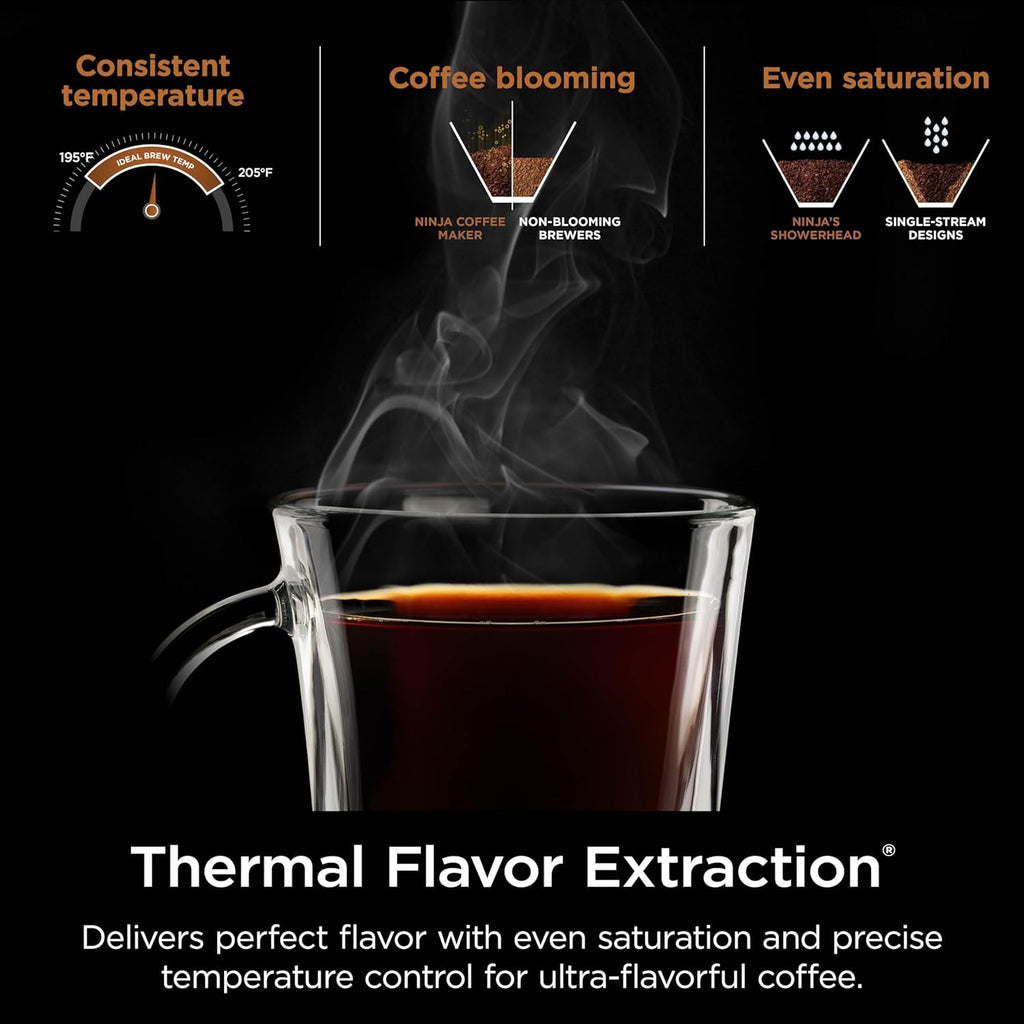 Ninja Hot & Iced XL Coffee Maker with Rapid Cold Brew, 4 Brew Styles, 8 Sizes Small Cup to Travel Mug, Single-Serve Coffee Brewer, 12-Cup Carafe, Permanent Filter, Removable Reservoir, Black, CM371
