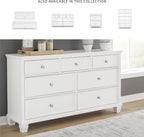 Signature Design by Ashley Fortman Casual Dresser with 7 Storage Drawers and Tapered Feet, Round Metal Knobs" Satin Nickel-tone, Wood, 36" High, White