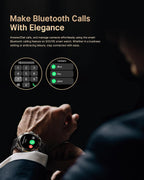 Smart Watch for Men Answer/Make Call for Android iPhone, 1.43" AMOLED HD Screen Mens Luxury Watch, 400mAh Heavy Duty Smartwatch Heart Rate Blood Oxygen Blood Pressure Sleep Monitor Pedometer, 2 Straps