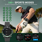 Luxury Smart Watch with Bluetooth Calls, Heart Rate/SpO2/Blood Pressure/Sleep Monitor, 1.19-inch AMOLED Display, 107 Sports Fitness Tracker, Round Business Watch Compatible Android and iOS, 44mm Black