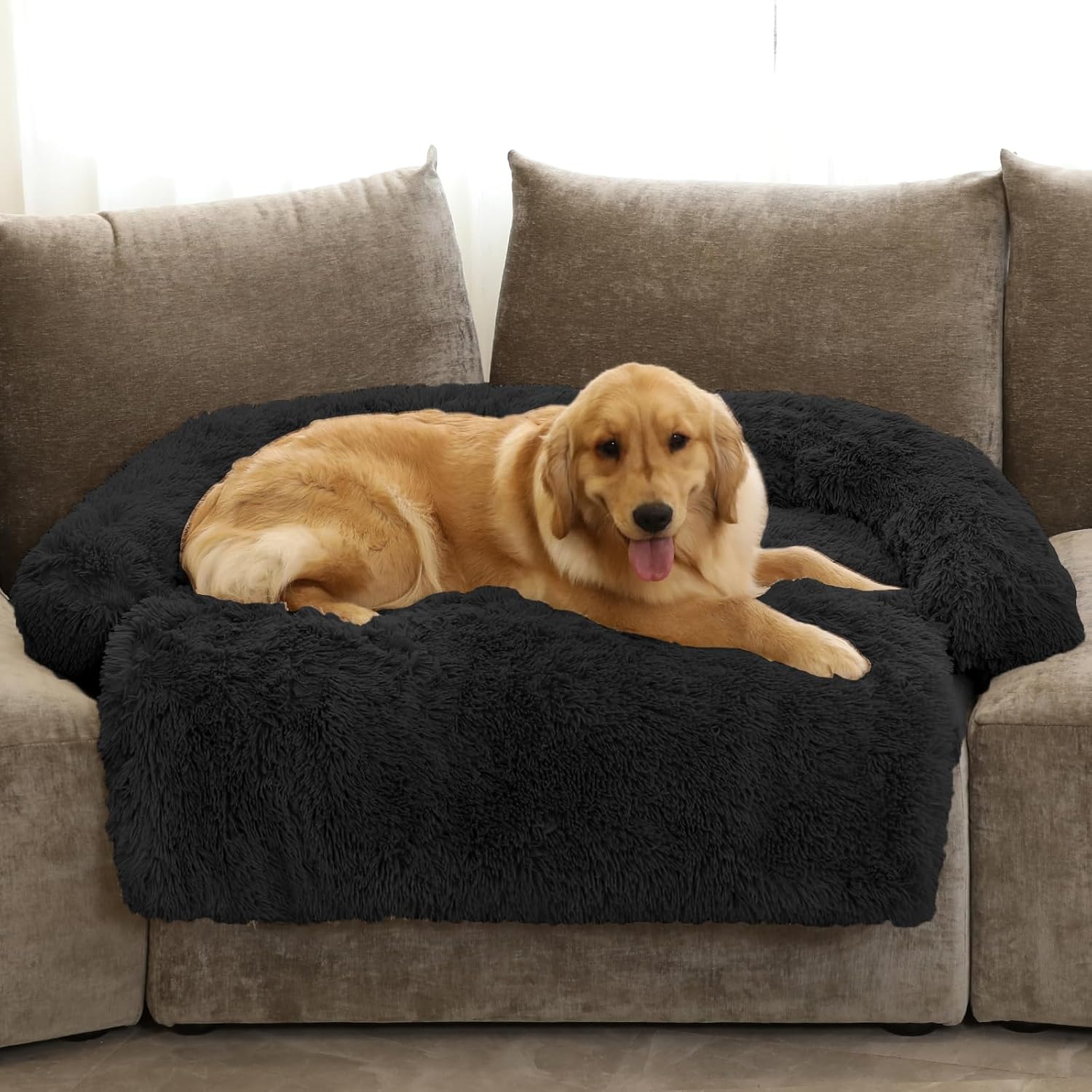 GGIB Cooling Dog Bed Mat with Bolster Pillow Washable Dog Couch Cover Breathable Summer Pet Couch Bed Protector Indoor(Large, Cooling Grey)