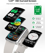 SOUYIE Smart Watch Fitness Trackers for Women Men, 1.47″ HD Curved Screen, 24/7 Heart Rate/SpO2/ Blood Pressure Monitor, Sleep Tracker, 110+ Sports Modes, Waterproof Activity Tracker for Android iOS