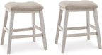Signature Design by Ashley Skempton Modern 24" Counter Height Upholstered Barstool, 2 Count, Grayish White