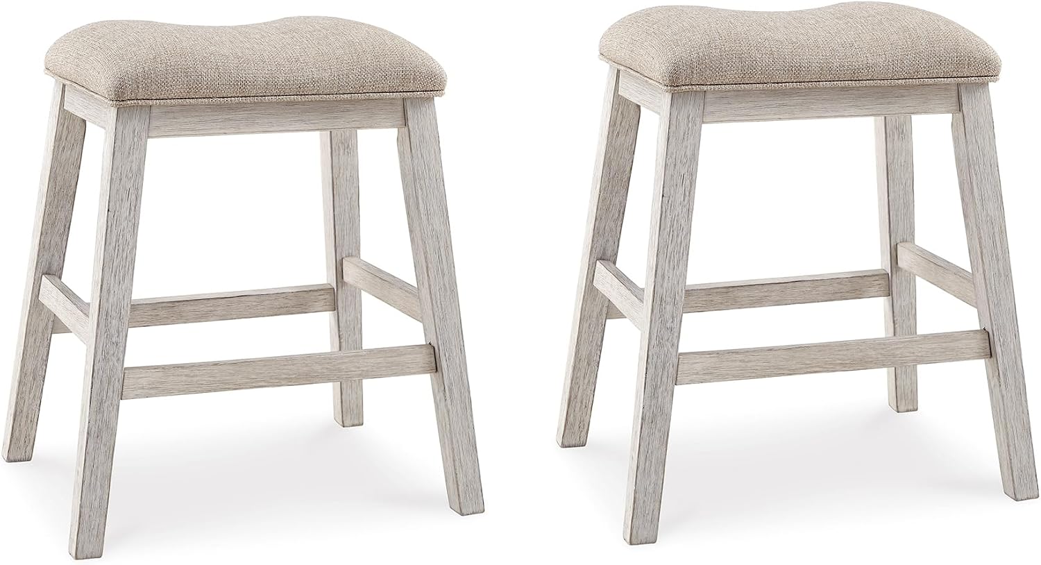Signature Design by Ashley Skempton Modern 24" Counter Height Upholstered Barstool, 2 Count, Grayish White