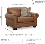Signature Design by Ashley Carianna Oversized Chair, Fully Assembled Extra Wide Seating, Caramel Combination of Leather and Faux Leather, Traditional Accent Armchair, 54" W