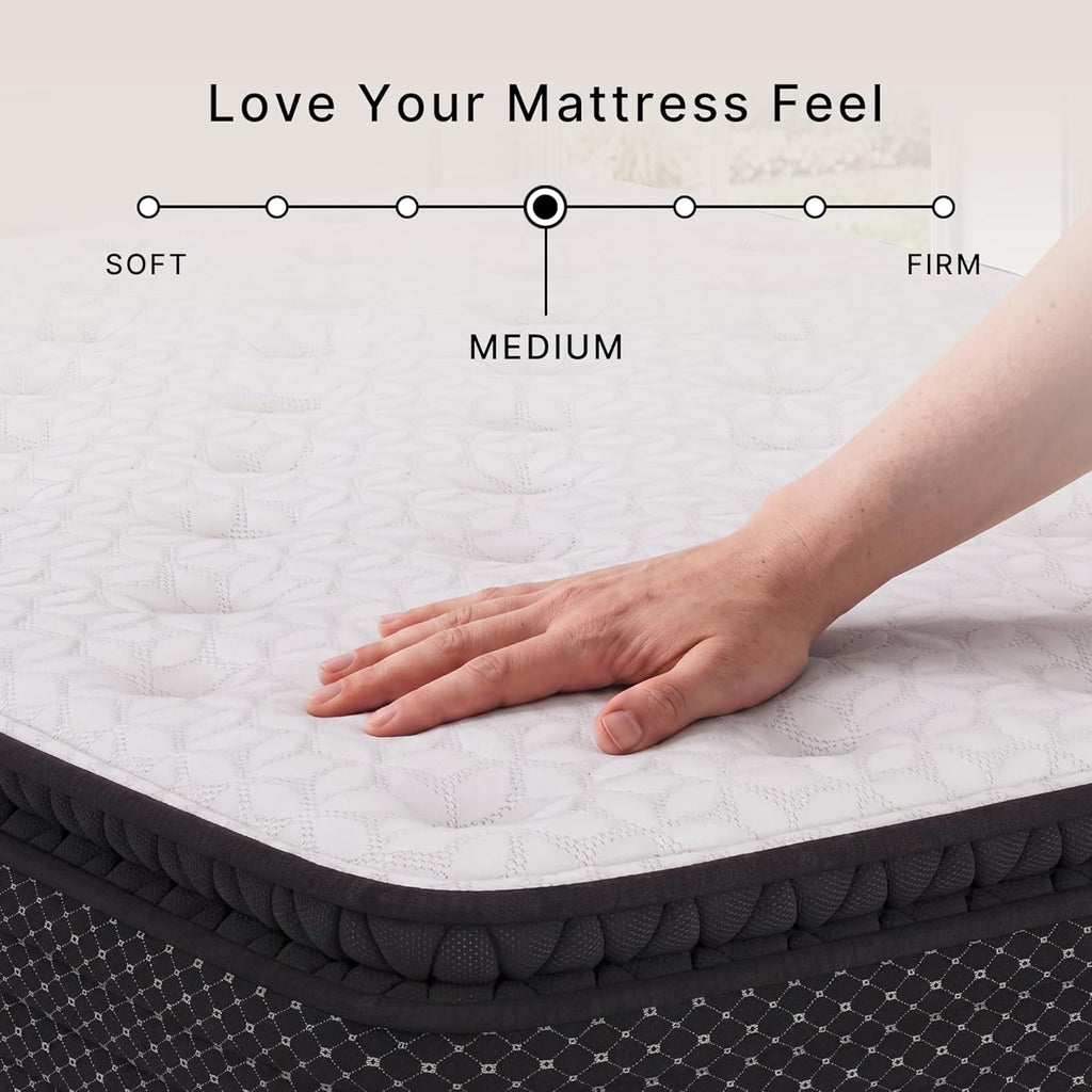 Signature Design by Ashley California King Pillow Top 13 ' Pillow Top Hybrid Mattress with Gel Memory Foam and Edge Support for Cool Sleep and Pressure Relief, Fiberglass-Free