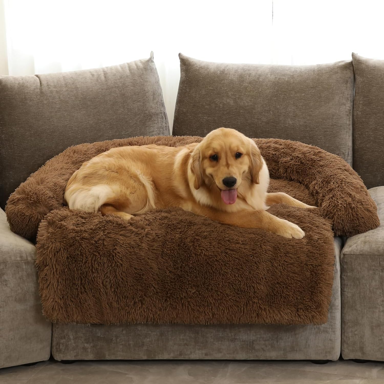 GGIB Cooling Dog Bed Mat with Bolster Pillow Washable Dog Couch Cover Breathable Summer Pet Couch Bed Protector Indoor(Large, Cooling Grey)