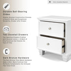 Signature Design by Ashley Fortman White Nightstand, 2 Drawer Storage, Hardwood Solids and MDF Construction, Traditional Wood Bedside Table, 25" W