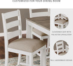 Signature Design by Ashley Skempton 7-Piece Counter Height Dining Table Set for 6, Solid Wood Frames and Acacia Veneer, Cushioned Bar Stools, White and Light Brown