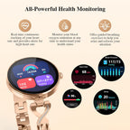 Smart Watches for Women, Answer/Make Call, 1.04'' AMOLED, 24H Sleep Tracker, Fitness Tracker with Heart Rate/Blood Pressure/SpO2/Stress Monitor, 100+ Sport Modes Waterproof Smartwatch for IOS Android