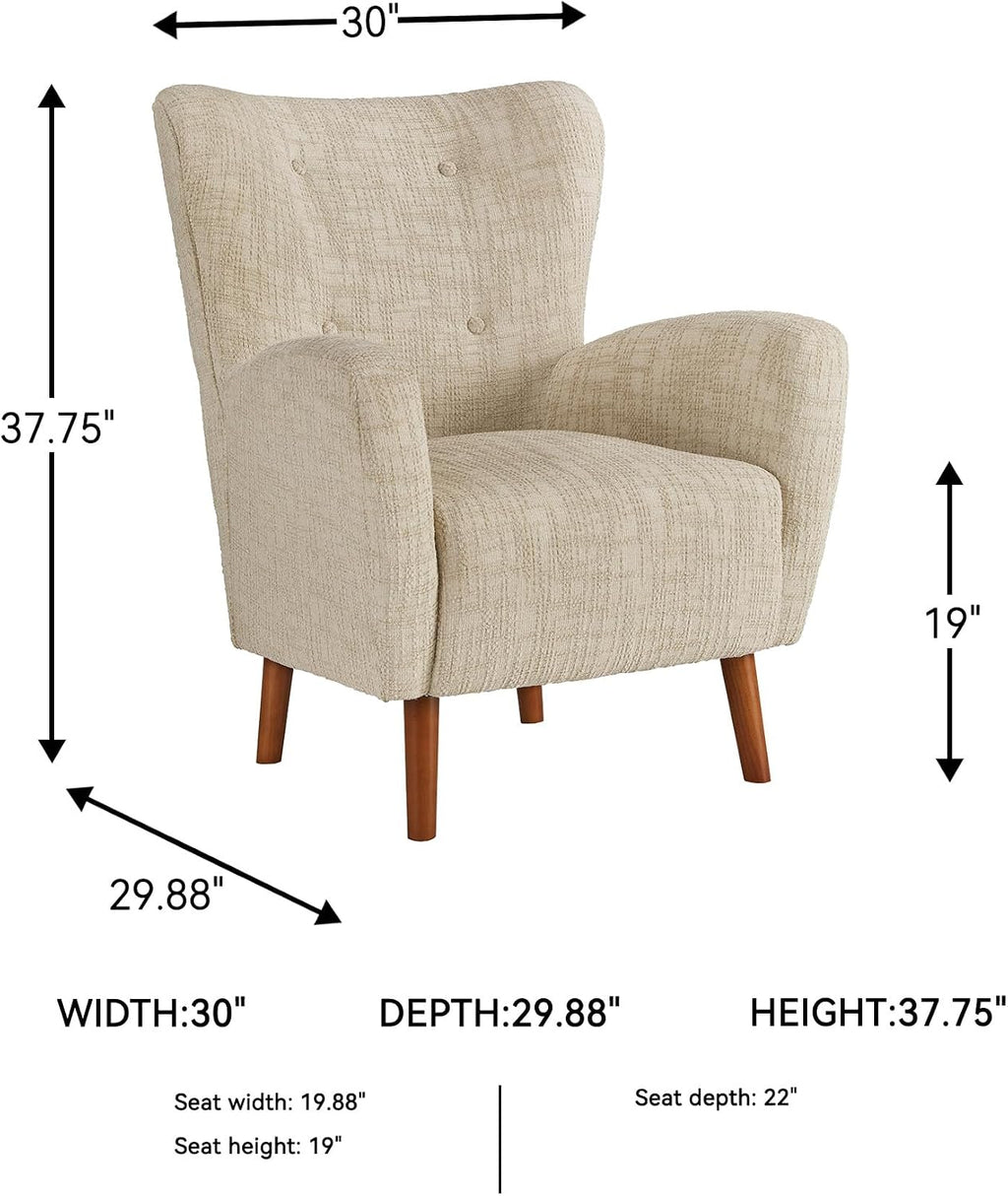Signature Design by Ashley Jemison Next-Gen Nuvella Accent Chairs for Living Room, Stain-Resistant Fabric Wingback Armchair, Ideal for Cozy Nooks and Bedrooms, Dune Beige, 30" W