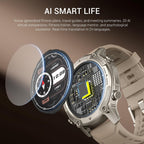 Smart Watch for Men, with GPS, Offline Maps, Heart Rate, Blood Oxygen, Stress, Sleep Monitor, 178 Sports Modes, 5ATM Waterproof Round Watch, 1.43-inch AMOLED Display, Compatible Android and iOS Khaki