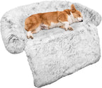 GGIB Cooling Dog Bed Mat with Bolster Pillow Washable Dog Couch Cover Breathable Summer Pet Couch Bed Protector Indoor(Large, Cooling Grey)