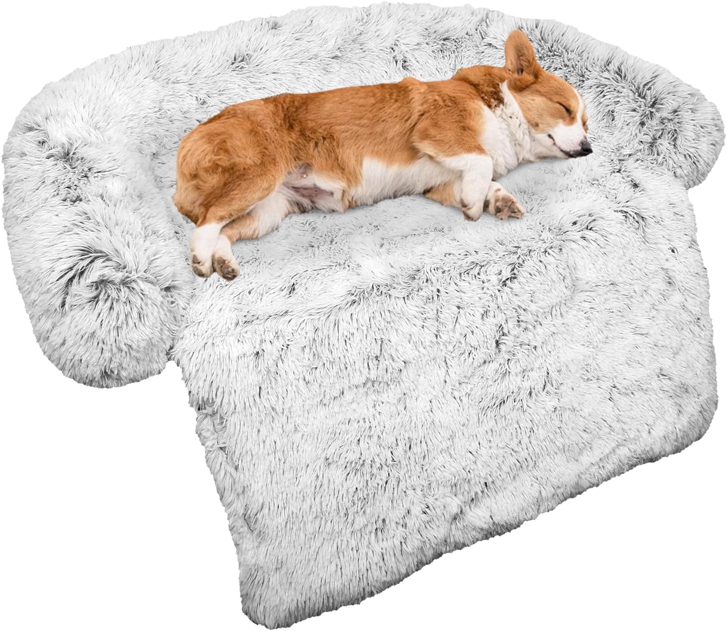 GGIB Cooling Dog Bed Mat with Bolster Pillow Washable Dog Couch Cover Breathable Summer Pet Couch Bed Protector Indoor(Large, Cooling Grey)